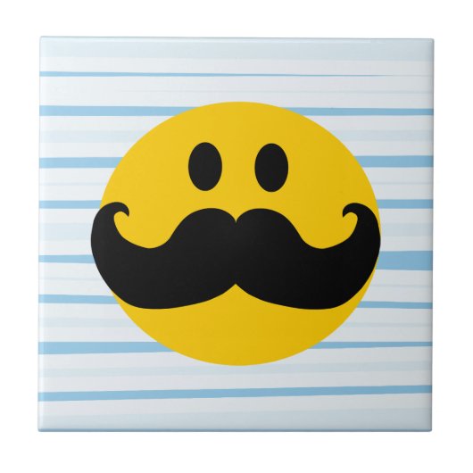 Mustache Gelukkig Gezicht Tegeltje (Voorkant)