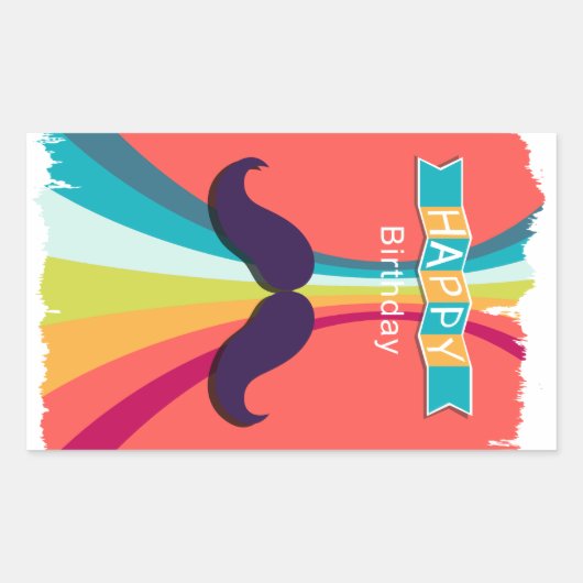 Mustache Gelukkige Verjaardag Rechthoekige Sticker (Voorkant)
