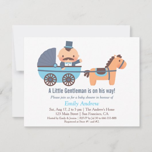 Mustache Gentleman Baby Boy Shower-uitnodigingen Kaart (Voorkant)