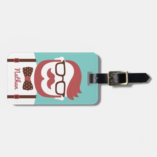 Mustache Gentleman Bowtie Gepersonaliseerd Bagagelabel (Voorkant horizontaal)