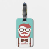 Mustache Gentleman Bowtie Gepersonaliseerd Bagagelabel (Achterkant verticaal)