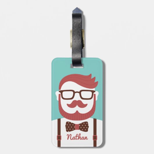Mustache Gentleman Bowtie Gepersonaliseerd Bagagelabel (Achterkant verticaal)