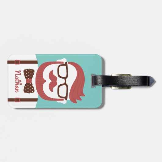 Mustache Gentleman Bowtie Gepersonaliseerd Bagagelabel (Achterkant horizontaal)