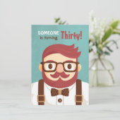 Mustache Gentleman Mannen Birthday Party Kaart (Staand voorkant)