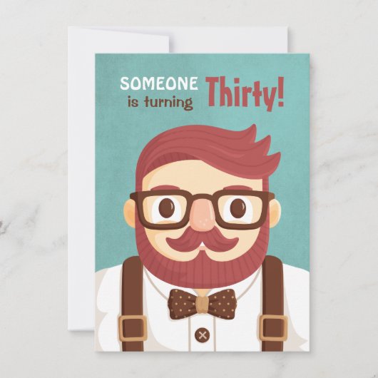 Mustache Gentleman Mannen Birthday Party Kaart (Voorkant)