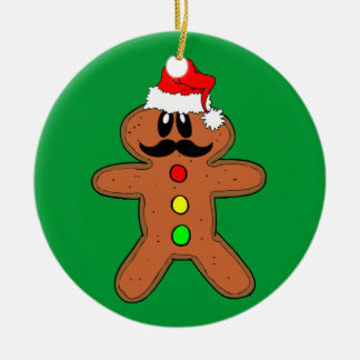 mustache gingerbrood keramisch ornament