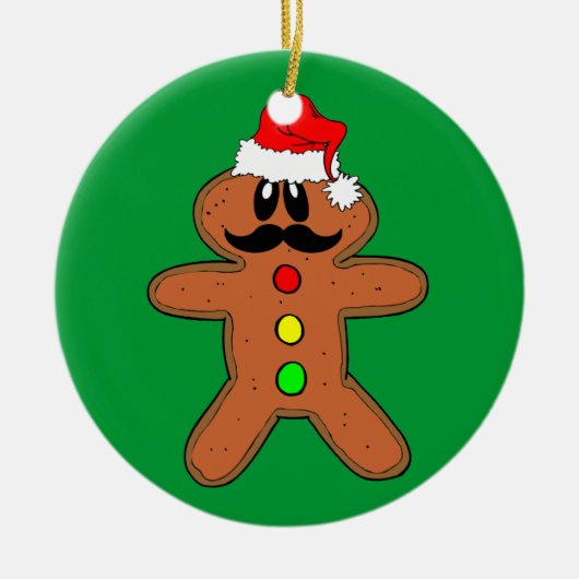 mustache gingerbrood keramisch ornament (Voorkant)