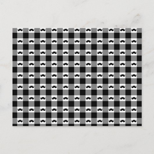 Mustache Gingham Pattern - Cute! Briefkaart (Voorkant)