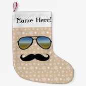 Mustache Glasses Funny Persoonlijke Kerstmis Kleine Kerstsok (Voorkant)