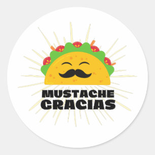 Mustache Gracias, Spanglish Ronde Sticker
