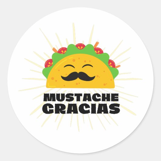 Mustache Gracias, Spanglish Ronde Sticker (Voorkant)