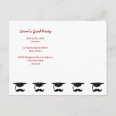 Mustache Graduation Party Black White Announement Aankondigingskaart (Achterkant)
