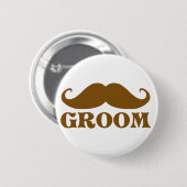 Mustache Groom Ronde Button 5,7 Cm (Voorkant /achterkant)