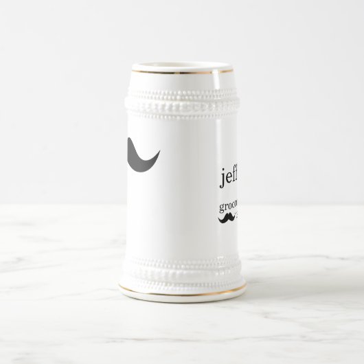 Mustache groomsman bachelor beer stein mok (Center)