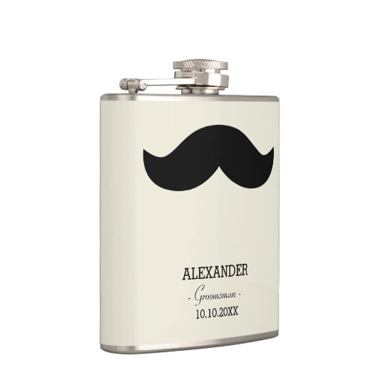 Mustache Groomsman Gift Custom Name Heupfles (Rechts)