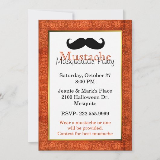 Mustache Halloween Party Invitation Kaart (Voorkant)