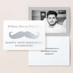 Mustache Happy Birthday Handsome Humoureuze Silver Folie Kaarten