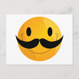 Mustache Happy Face Emoji Briefkaart