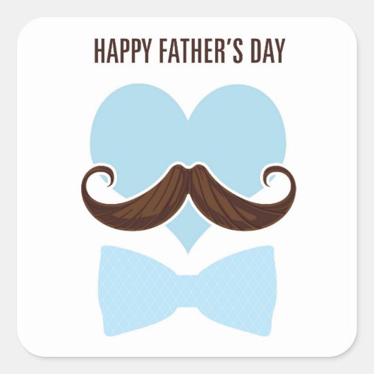 Mustache happy father's day from you little boy vierkante sticker (Voorkant)