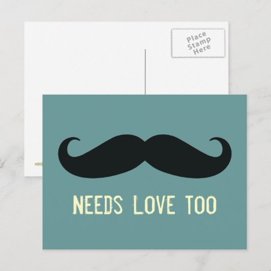 Mustache heeft liefde voor grappig Briefkaart nodi (Voorkant / Achterkant)