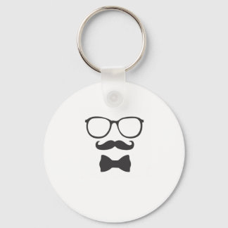 Mustache Hipster Bowtie Glasses Sleutelhanger
