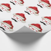 Mustache Hipster Christmas Wrapping Paper Cadeaupapier (Hoek)