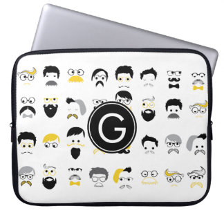 Mustache Hipster Faces Laptop Sleeve