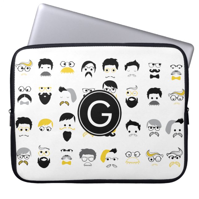 Mustache Hipster Faces Laptop Sleeve (Voorkant)