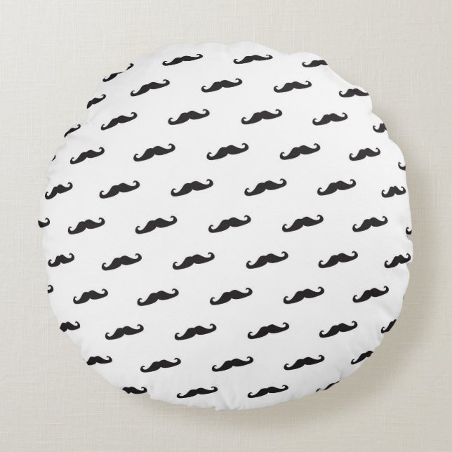 Mustache hipster patroon 2 rond kussen (Voorkant)