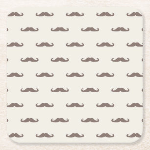Mustache hipster patroon 3 kartonnen onderzetters