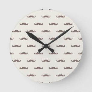 Mustache hipster patroon 3 ronde klok