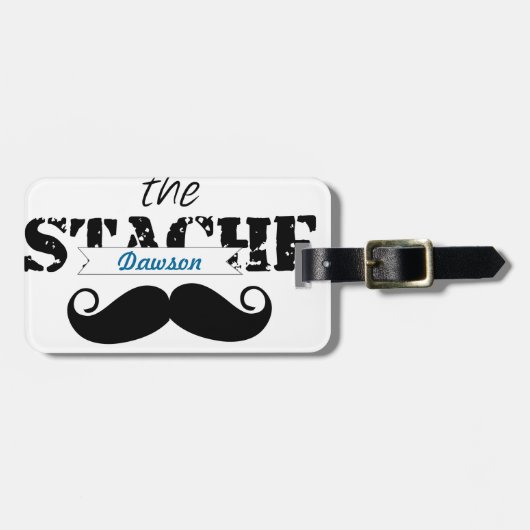 Mustache Hipster Retro Patroon Bagagelabel (Voorkant horizontaal)