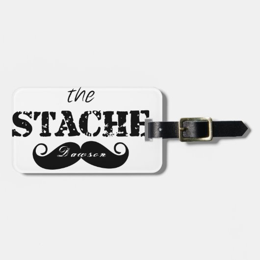 Mustache Hipster Retro Patroon Bagagelabel (Voorkant horizontaal)
