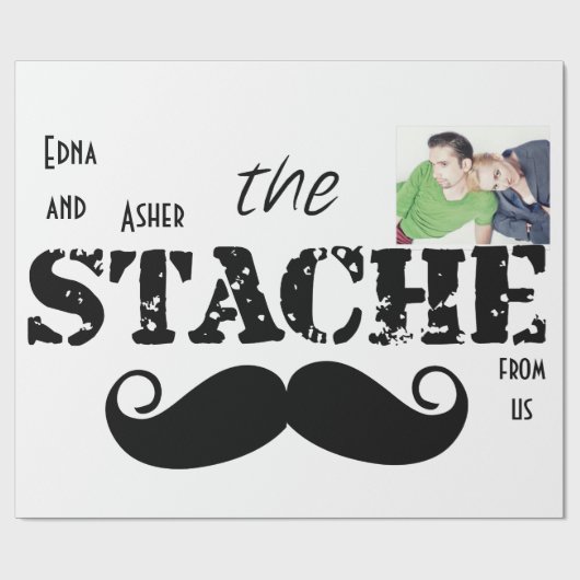 Mustache Hipster Retro Patroon Cadeaupapier (Vlak)