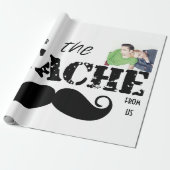 Mustache Hipster Retro Patroon Cadeaupapier (Uitgerold)