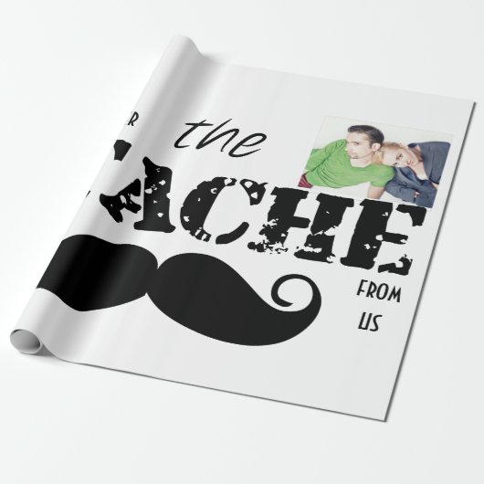 Mustache Hipster Retro Patroon Cadeaupapier (Uitgerold)