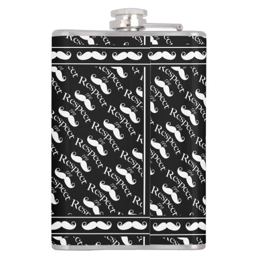 Mustache Hipster Retro Patroon Heupfles (Achterkant)