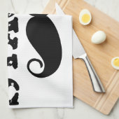 Mustache Hipster Retro Patroon Theedoek (Quarter Fold)