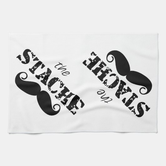 Mustache Hipster Retro Patroon Theedoek (Horizontaal)