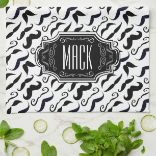 Mustache Hipster Retro Patroon Theedoek