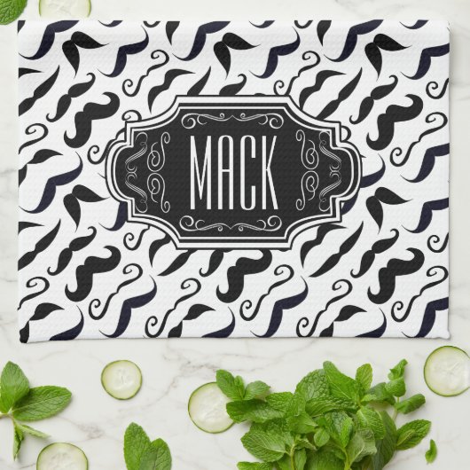 Mustache Hipster Retro Patroon Theedoek (Gevouwen)