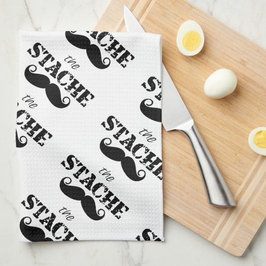 Mustache Hipster Retro Patroon Theedoek (Quarter Fold)