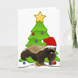 Mustache Honey Badger Santa Feestdagen Kaart