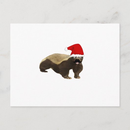 Mustache Honey Badger Santa Feestdagenkaart (Voorkant)