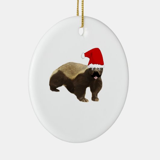 Mustache Honey Badger Santa Keramisch Ornament (Rechts)