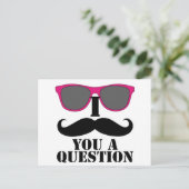 Mustache Humor met roze zonnebril Briefkaart (Staand voorkant)