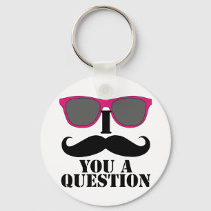 Mustache Humor met roze zonnebril Sleutelhanger