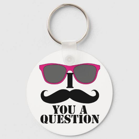 Mustache Humor met roze zonnebril Sleutelhanger (Voorkant)