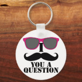 Mustache Humor met roze zonnebril Sleutelhanger (Voorkant)