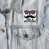 Mustache Humor met roze zonnebril Vierkante Button 5,1 Cm (In situ)